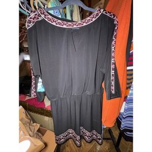 White House Black Market Black Embellished Keyhole Neckline Dress Size M